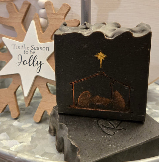 Coffee Scented Soap Stamped with Christmas Nativity Scene